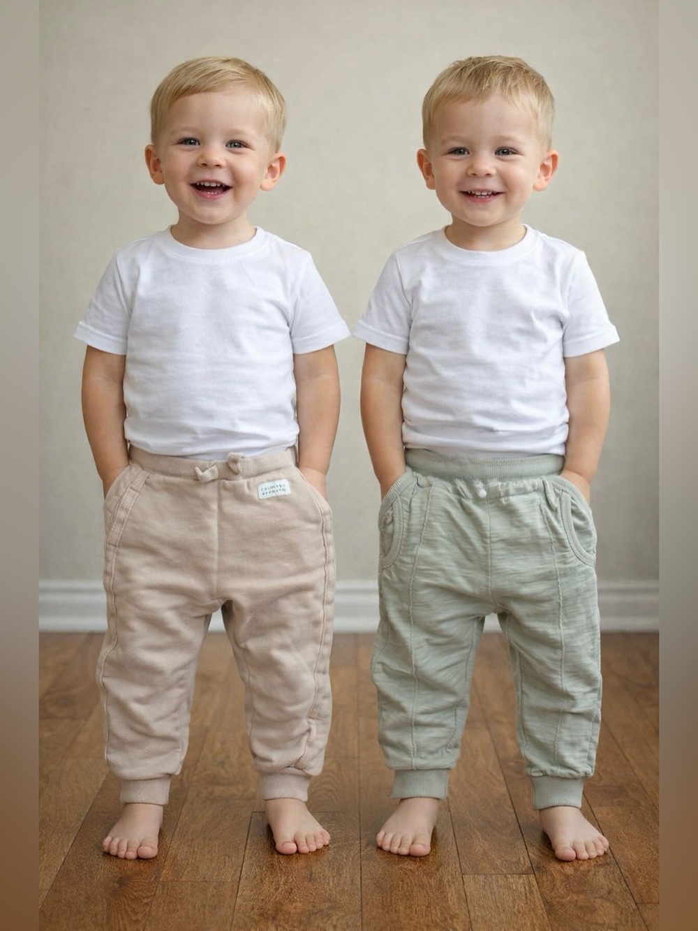 Zara Baby Toddler Jogger Sweatpants Bundle 2-3 Years Neutral Beige & Sage Green